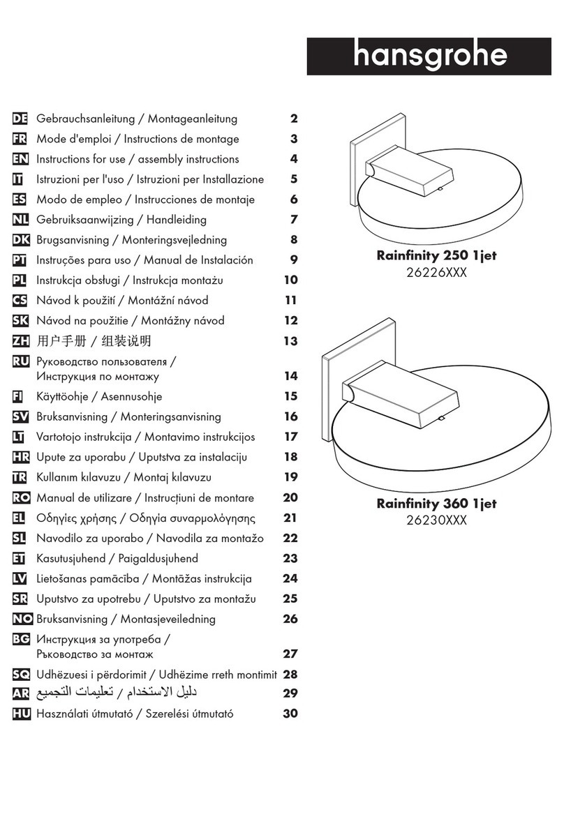 Hans Grohe Rainfinity 250 1jet 26226 Series Instructions for use/assembly instructions Hans Grohe Rainfinity 250 1jet 26226 Series Instructions for use/assembly instructions