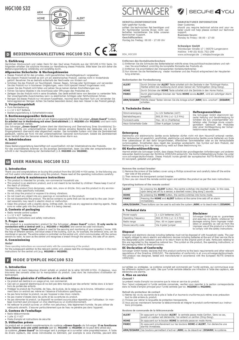 Schwaiger SECURE-4-YOU HGC100 532 User manual Schwaiger SECURE-4-YOU HGC100 532 User manual