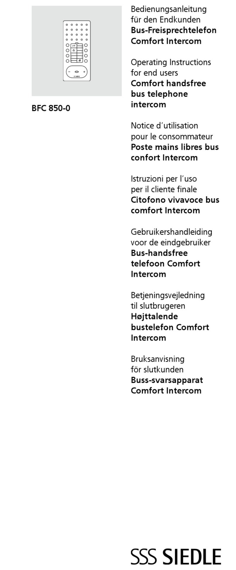 SSS Siedle BFC 850-0 operating instructions
