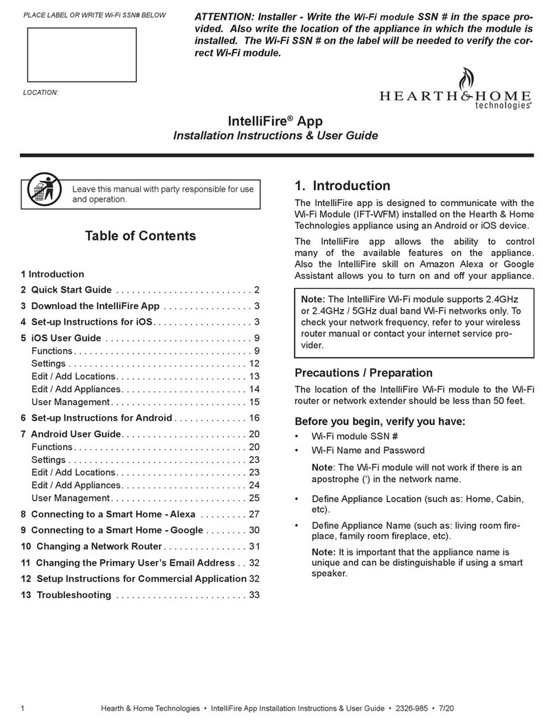 Hearth and Home Technologies IntelliFire App Installation instructions & user guide