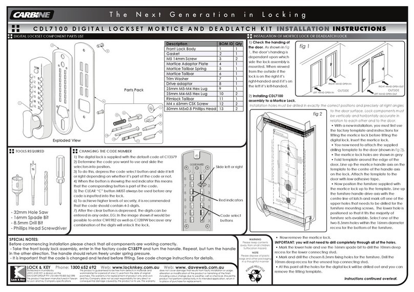 Carbine CDL7100 installation instructions Carbine CDL7100 installation instructions