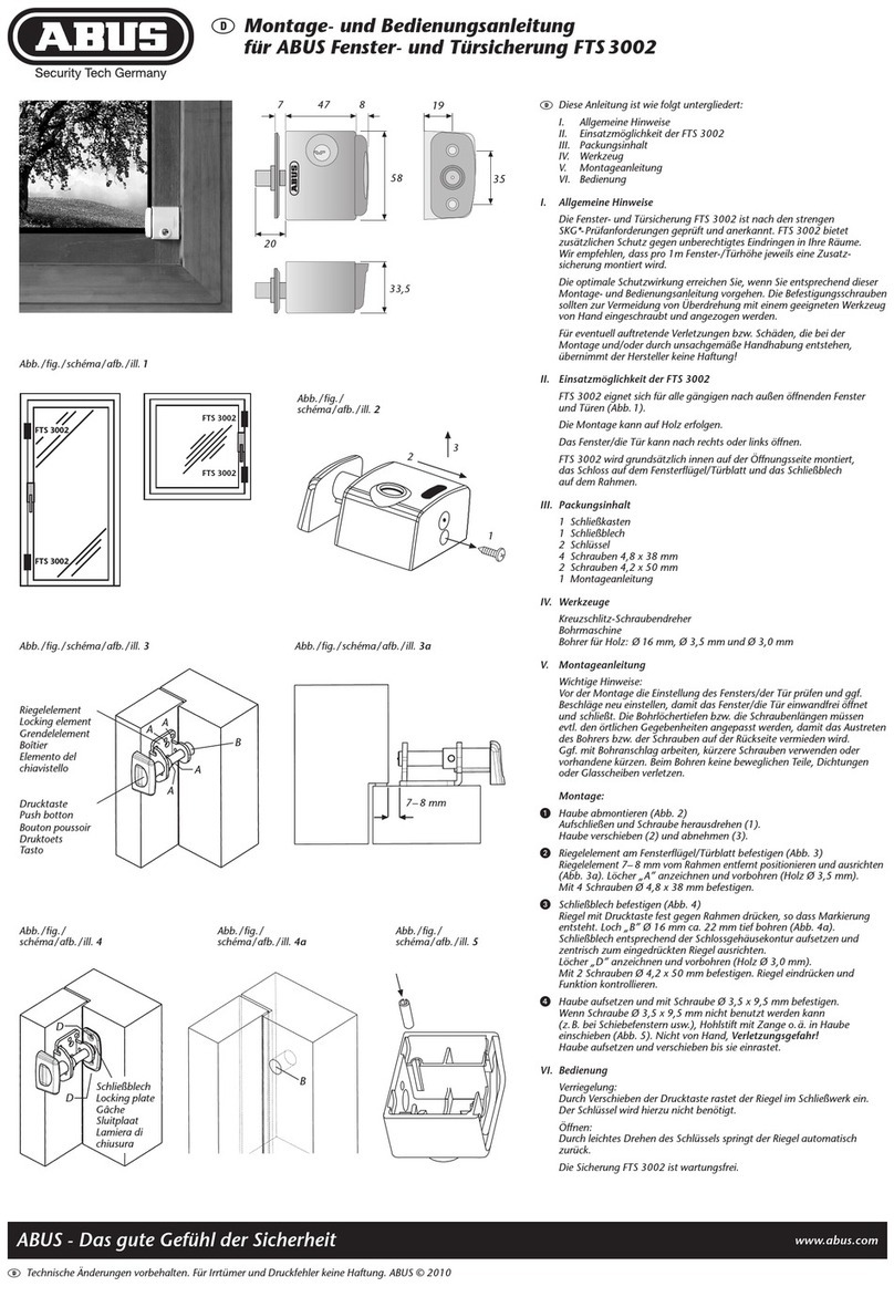 Abus FTS 3002 Installation and operation instructions Abus FTS 3002 Installation and operation instructions