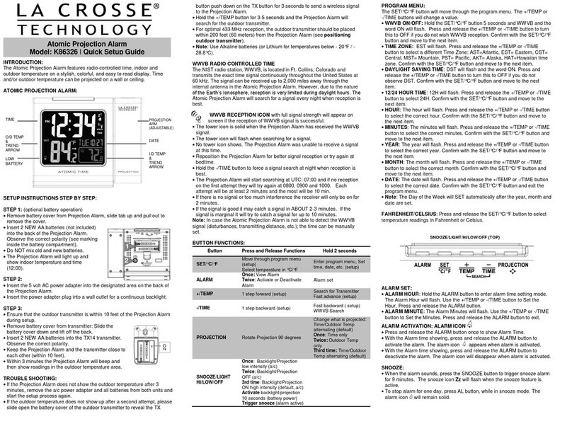 La Crosse Technology K86326 Quick setup guide