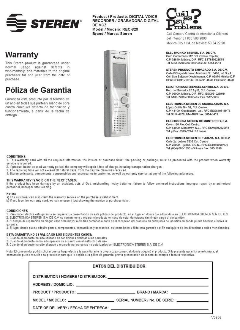Steren REC-820 User manual