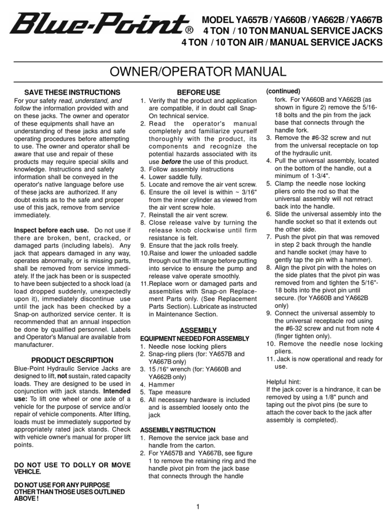 Blue point YA657B Owner's/operator's manual
