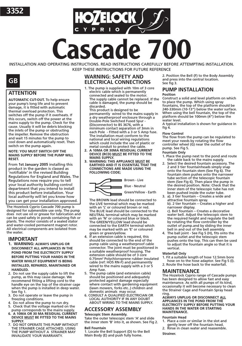 Hozelock Cyprio Cascade 700 User manual Hozelock Cyprio Cascade 700 User manual