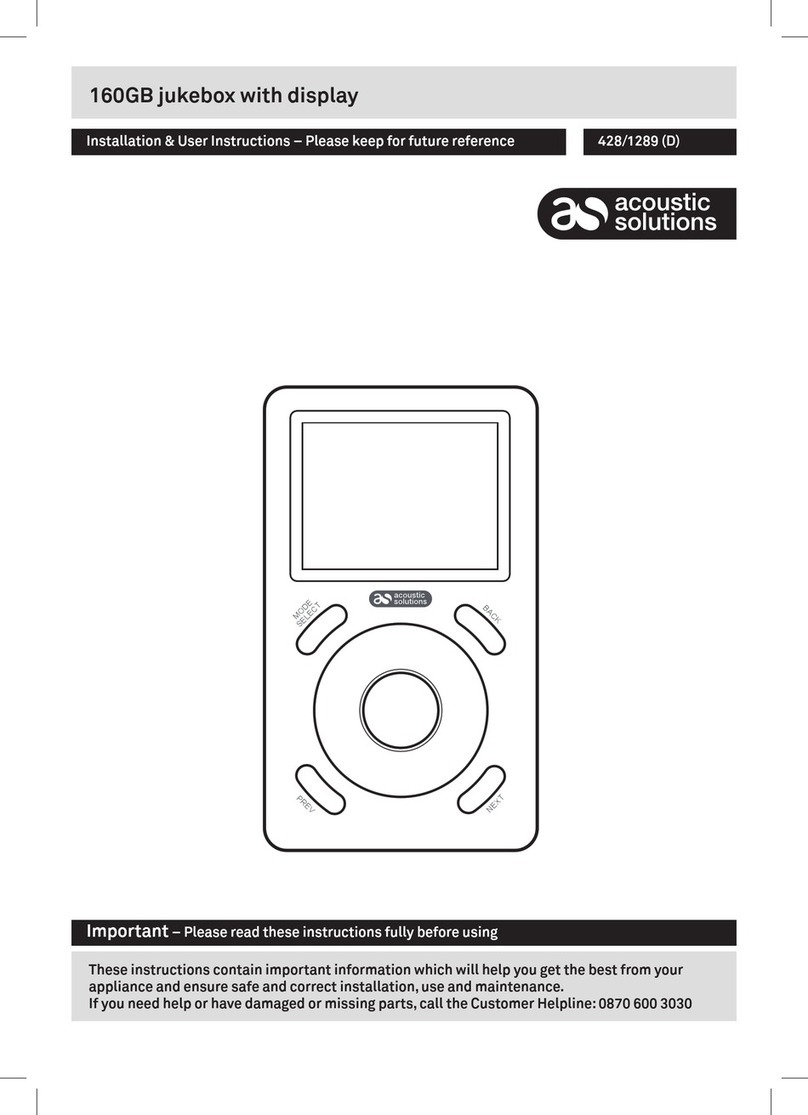 ACOUSTIC SOLUTIONS CMP3160CLASSIC Installation & user's instructions