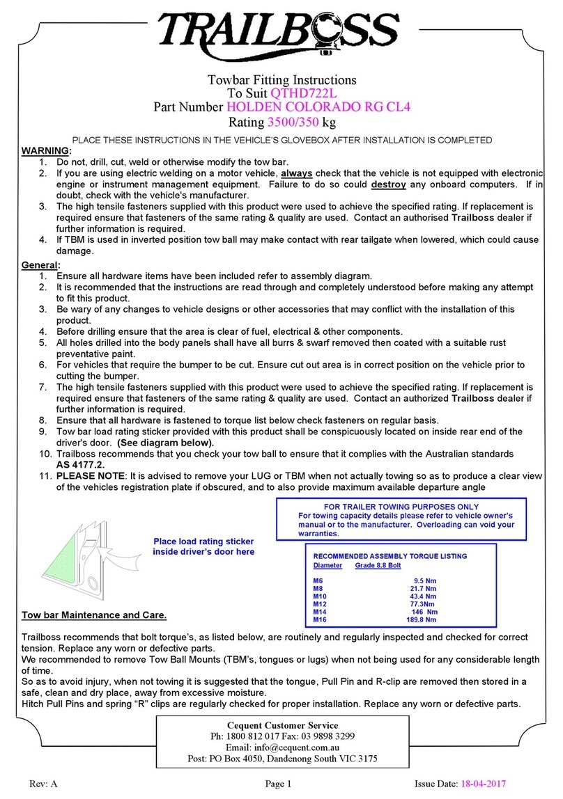 Trailboss QTHD722L User manual
