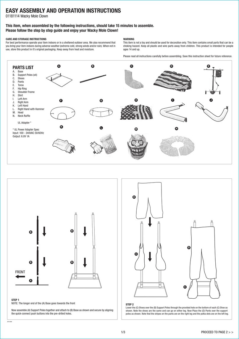 Spirit Wacky Mole Clown Easy Assembly and operation instructions