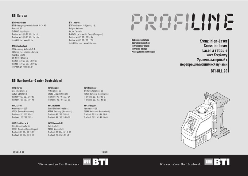 BTI Profiline BTI-KLL 20 operating instructions