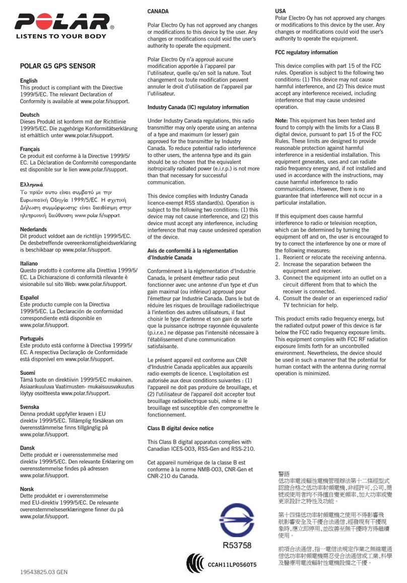 Polar Electro G5 quick start guide