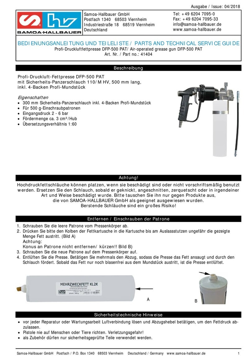 Samoa-Hallbauer DFP-500 PAT Parts and technical service guide