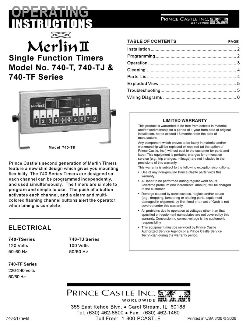 Prince Castle Merlin II 740-T Series operating instructions