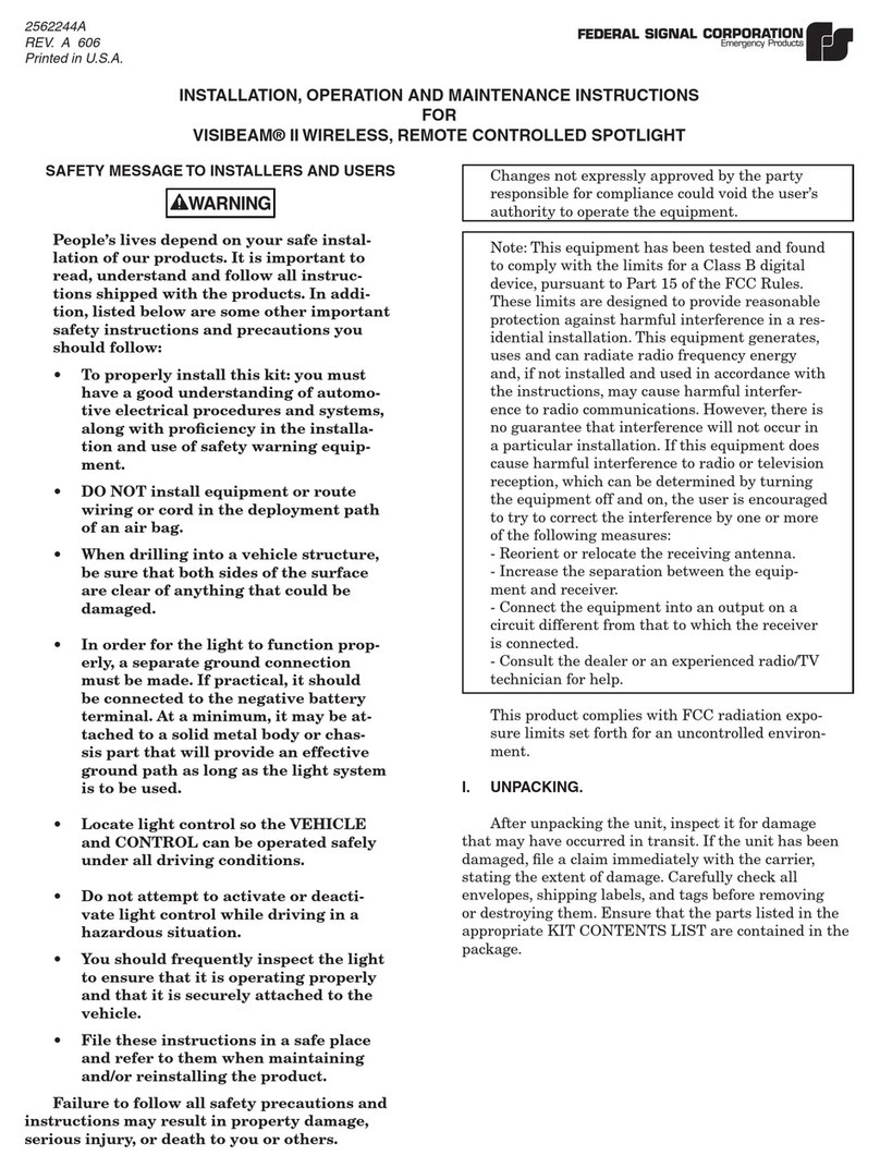 Federal Signal Corporation VISIBEAM II Installation, operation and maintenance instructions
