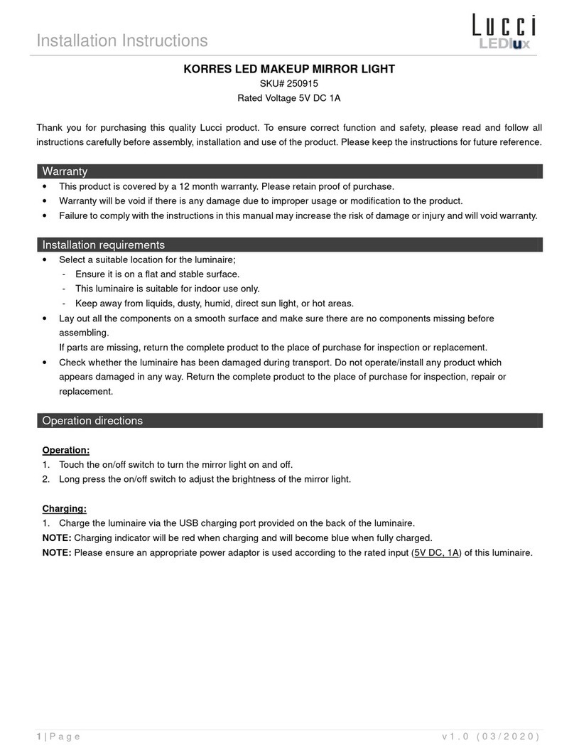 Lucci LEDlux KORRES LED MAKEUP MIRROR LIGHT 250915 installation instructions Lucci LEDlux KORRES LED MAKEUP MIRROR LIGHT 250915 installation instructions