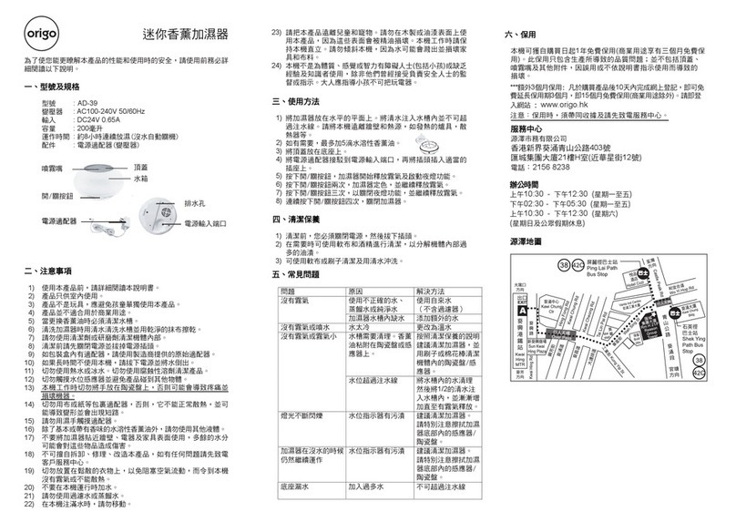ORIGO AD-39 quick start guide
