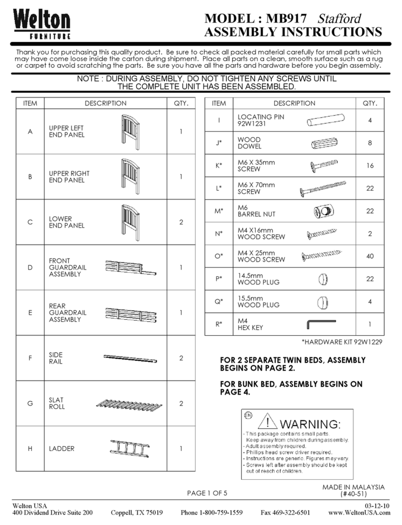 Welton USA MB917 Stafford Assembly instructions