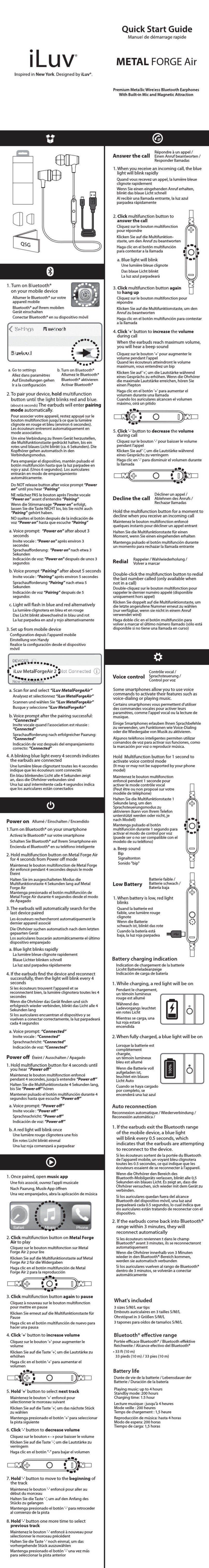 Iluv METAL FORGE Air quick start guide