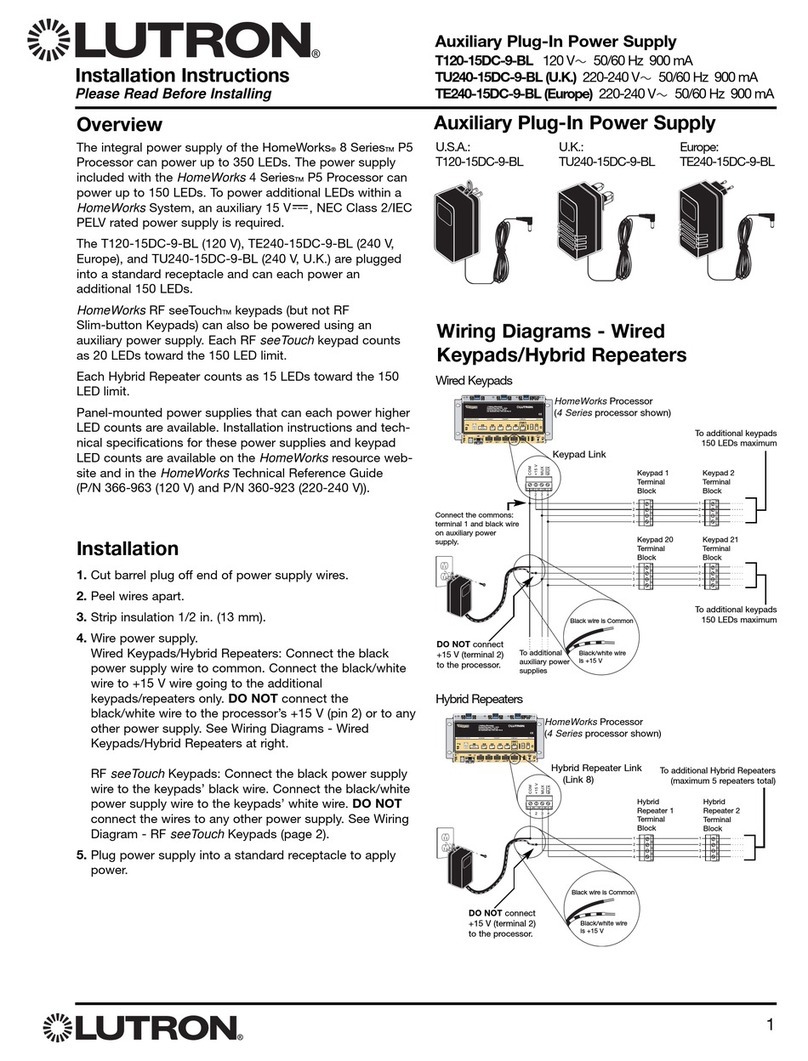 Lutron Electronics T120-15DC-9-BL installation instructions