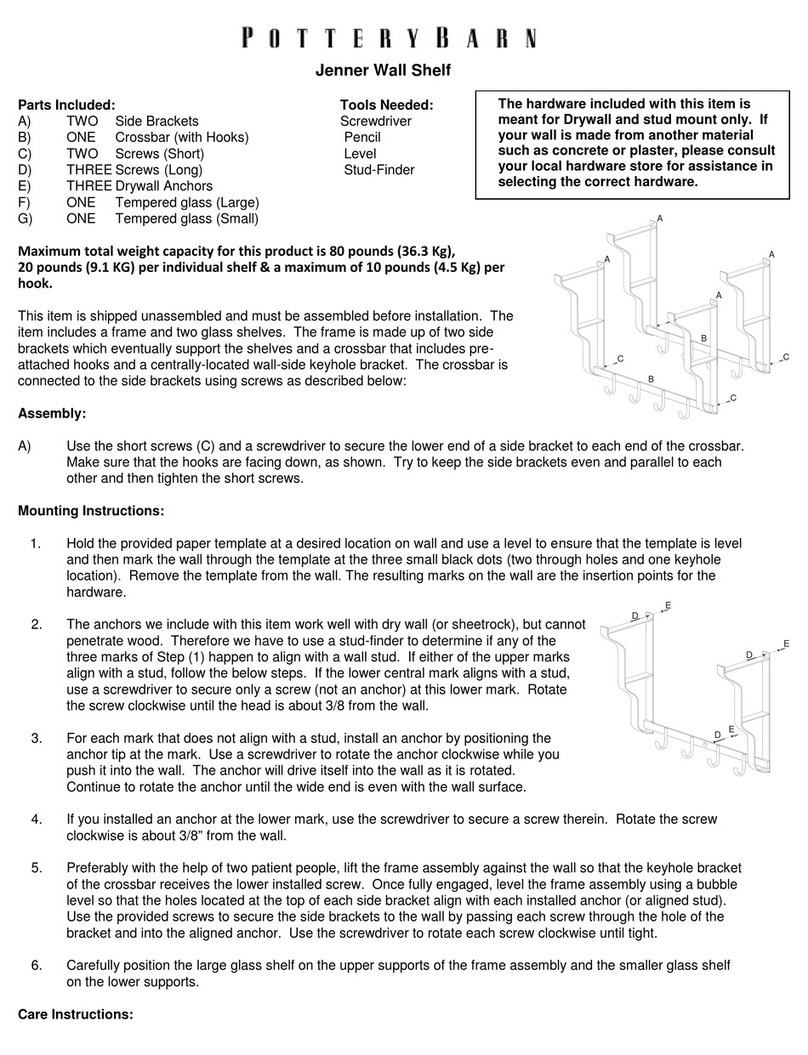 PotteryBarn Jenner Wall Shelf User manual PotteryBarn Jenner Wall Shelf User manual
