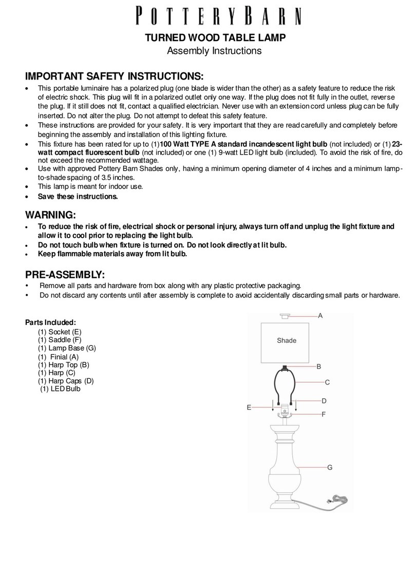 PotteryBarn TURNED WOOD TABLE LAMP Assembly instructions