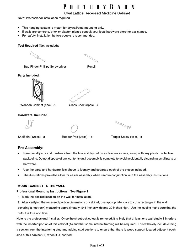 PotteryBarn Oval Lattice Recessed Medicine Cabinet User manual