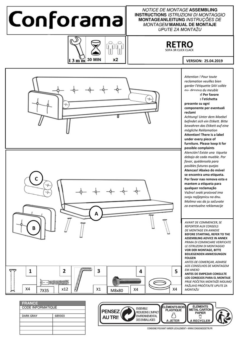 CONFORAMA RETRO SOFA 3R CLICK CLACK Installation guide