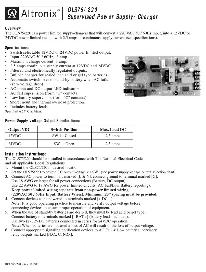 Altronix OLS75/220 User manual
