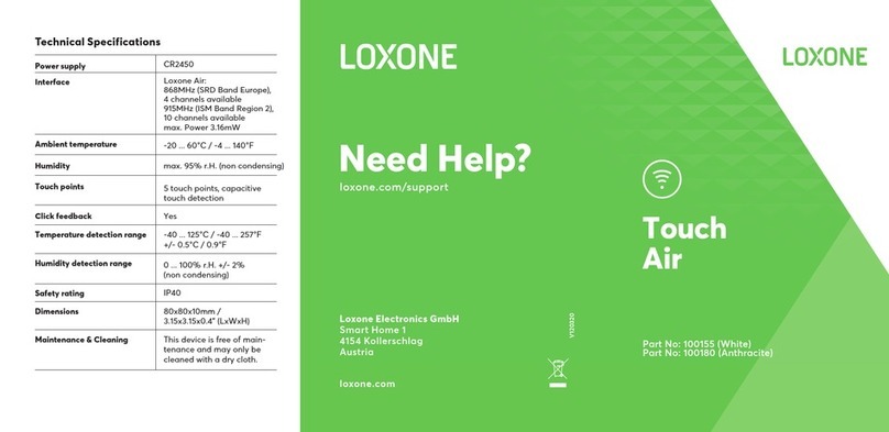 LOXONE Touch Air quick guide