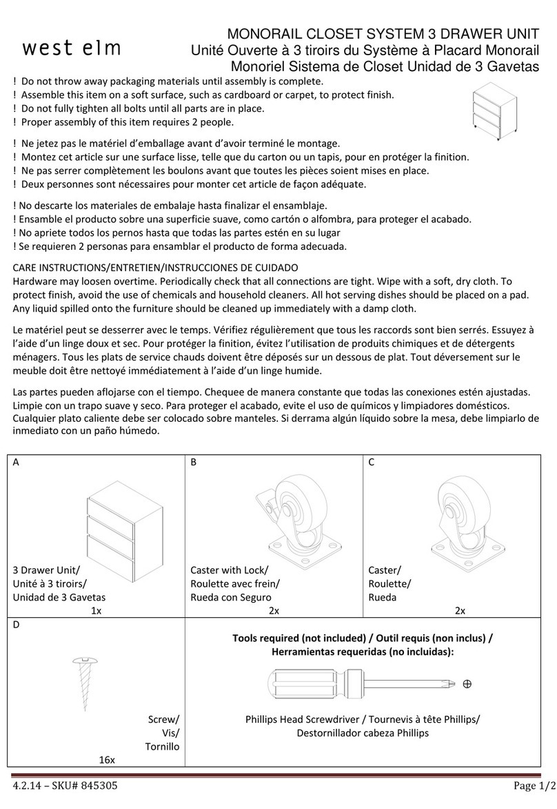 West Elm MONORAIL CLOSET SYSTEM User manual West Elm MONORAIL CLOSET SYSTEM User manual