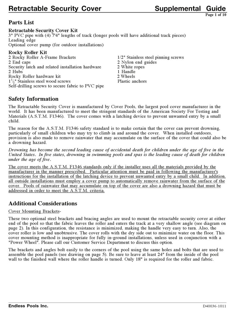 Endless Pools Retractable Security Cover Supplemental guide