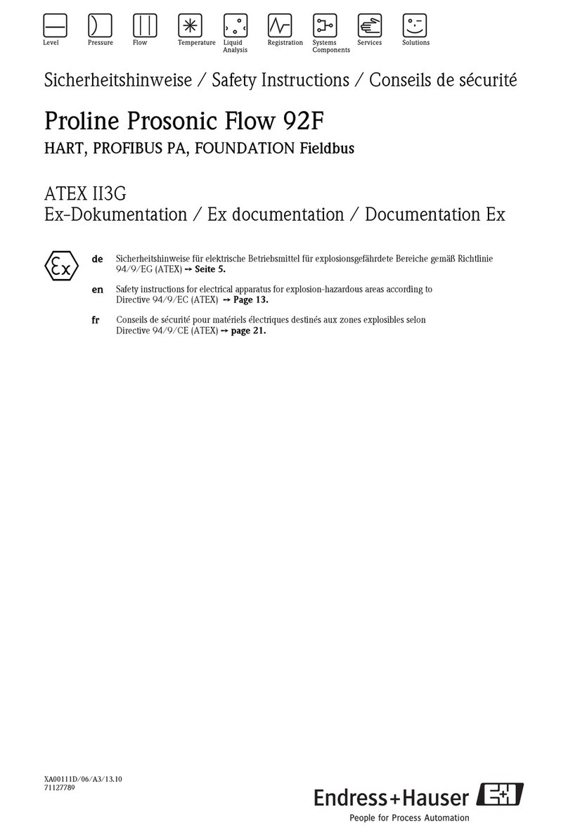 Endress+Hauser Proline Prosonic Flow 92F Series Safety instructions