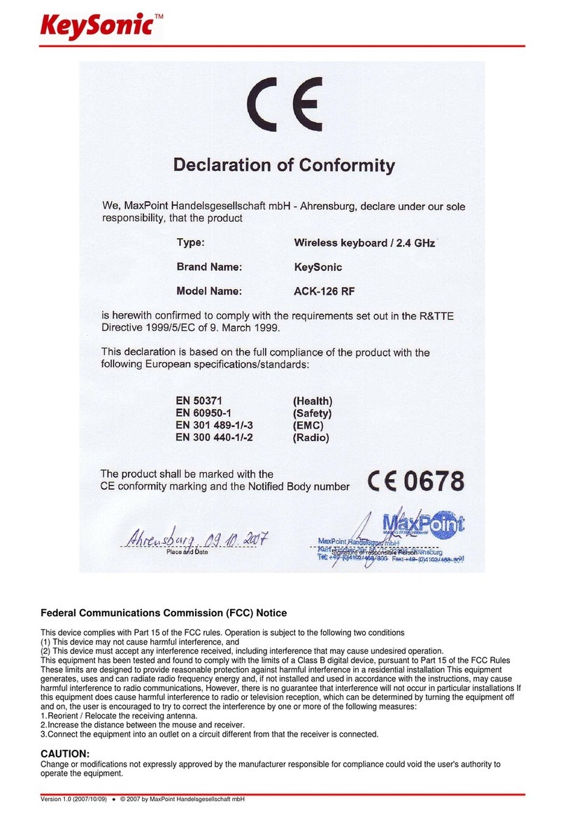 KeySonic ACK-126 RF Operation manual