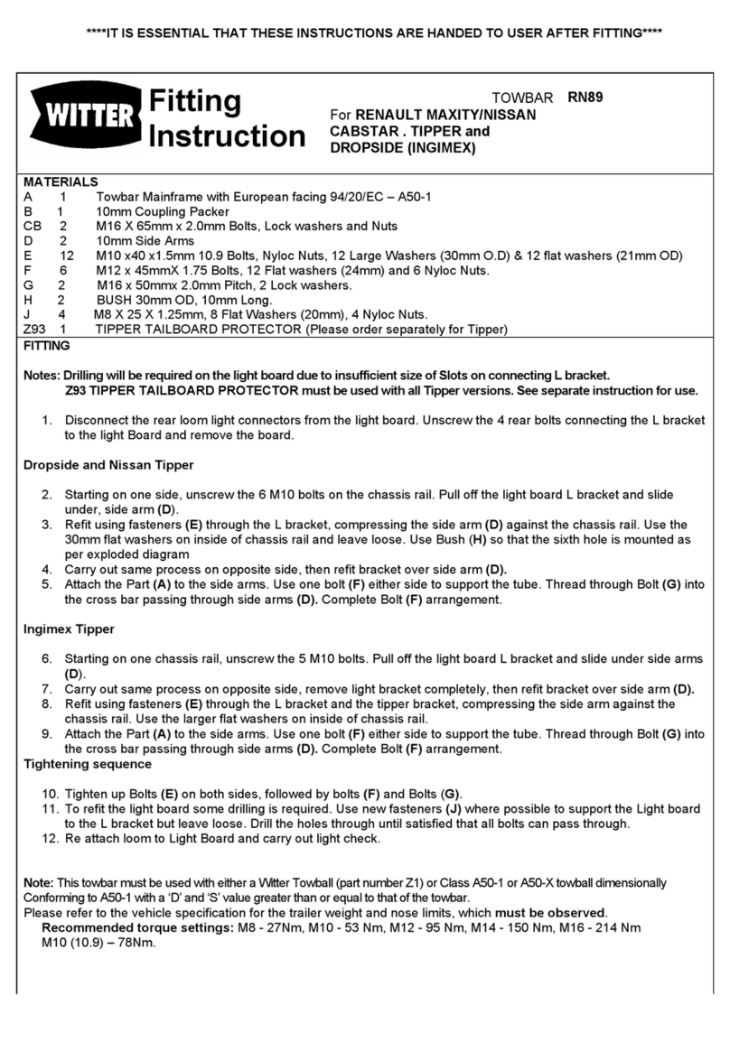 Witter RN89 FITTING INSTRUCTION