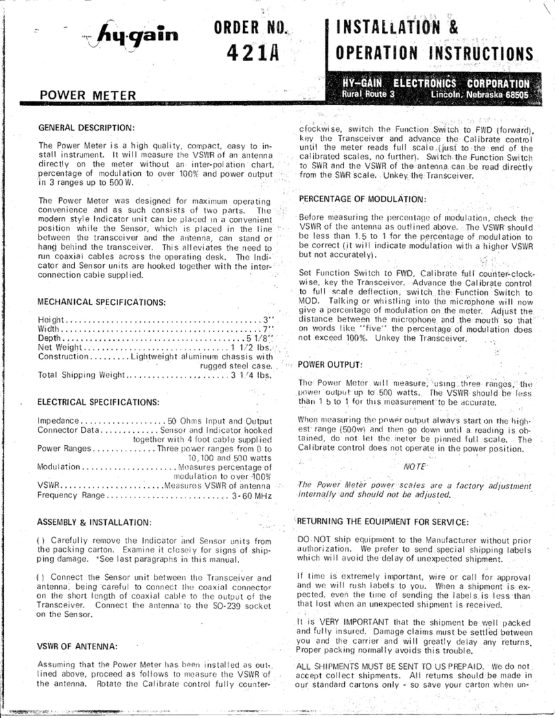 Hy-Gain 421A Installation and operation instruction Hy-Gain 421A Installation and operation instruction