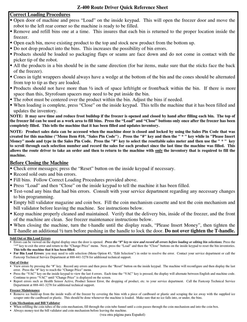 Fastcorp Z-400 Quick reference sheet Fastcorp Z-400 Quick reference sheet