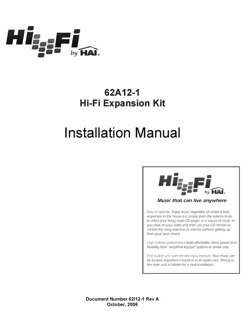 HAI Hi-Fi 62A12-1 installation manual