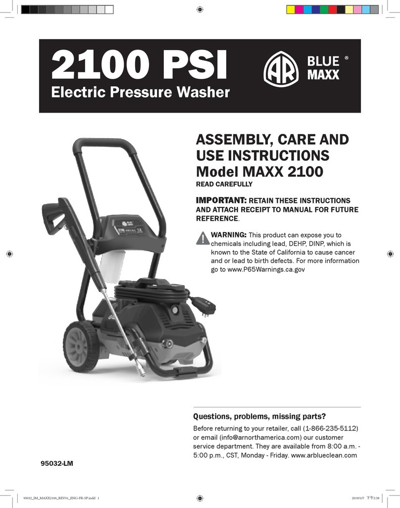 AR Blue Clean MAXX 2100 Assembly, care and use instructions