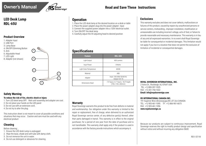 Royal Sovereign RDL-65U owner's manual