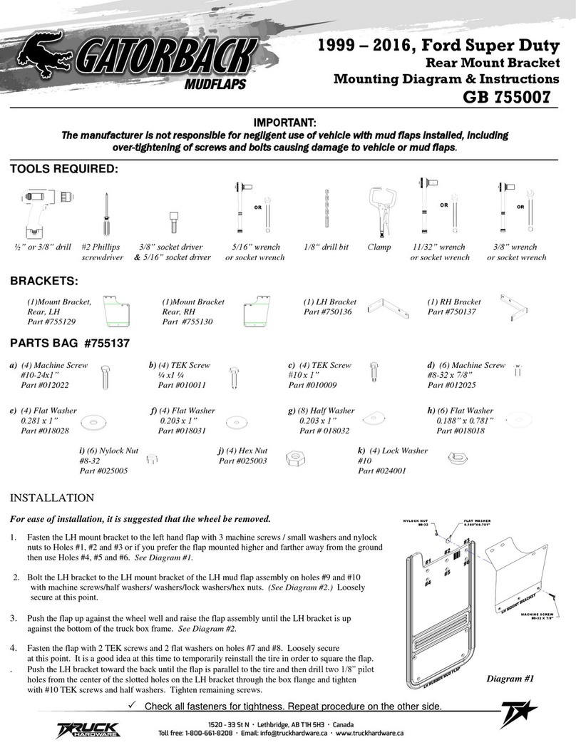 Gatorback Mudflaps GB 755007 Mounting Diagram & Instructions