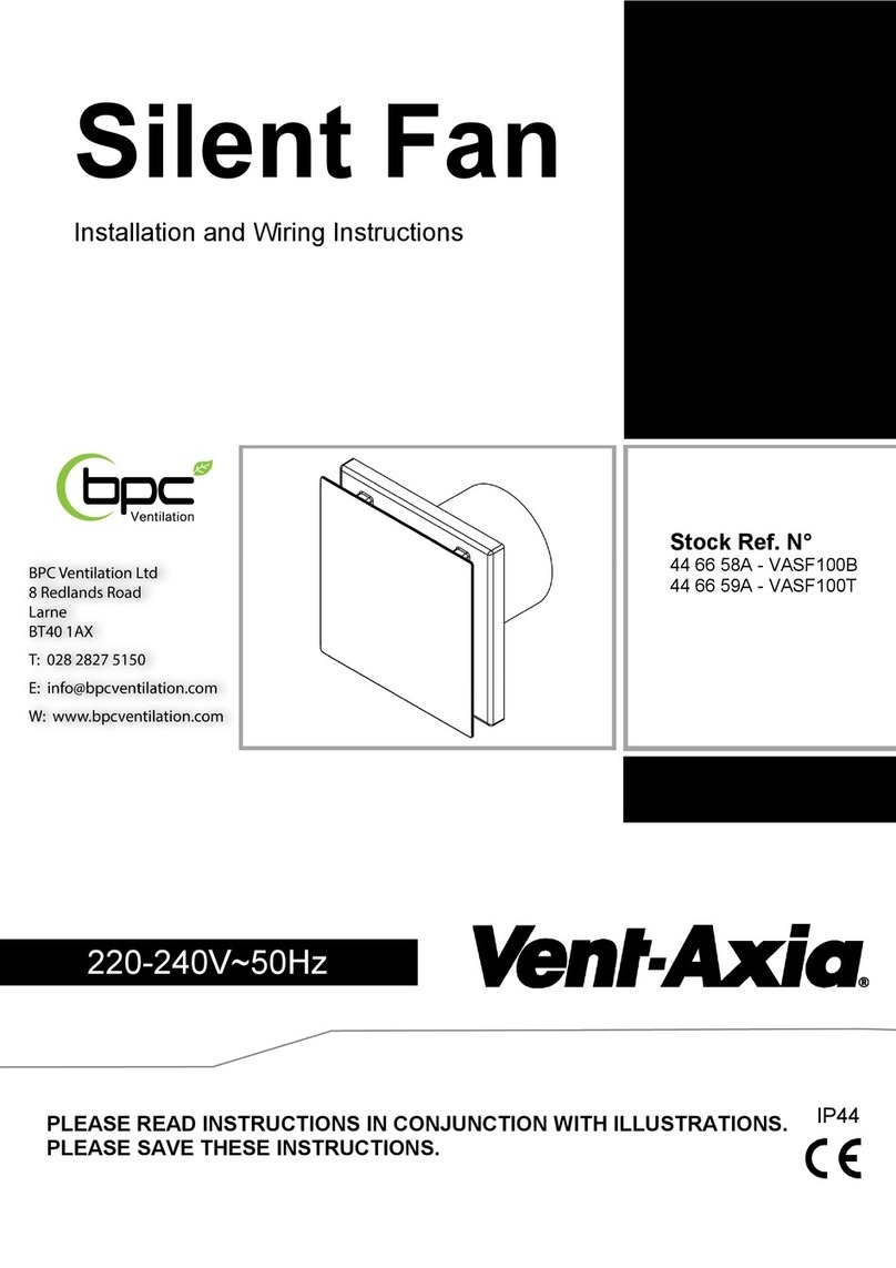 BPC Vent-Axia VASF100B Installation and wiring instructions