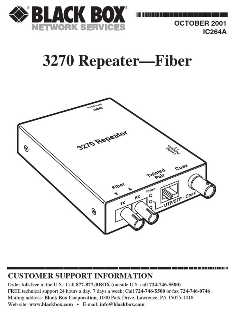 Black Box 3270 Repeater-Fiber User manual
