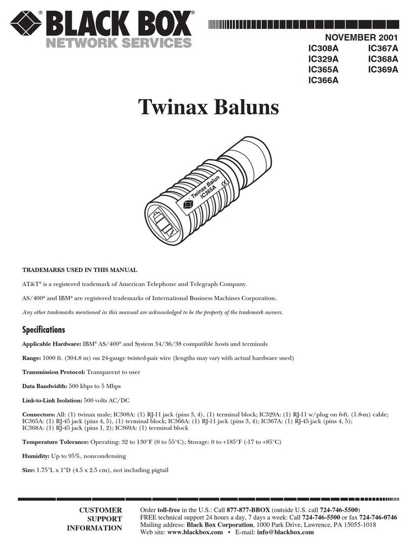 Black Box Twinax Baluns manual
