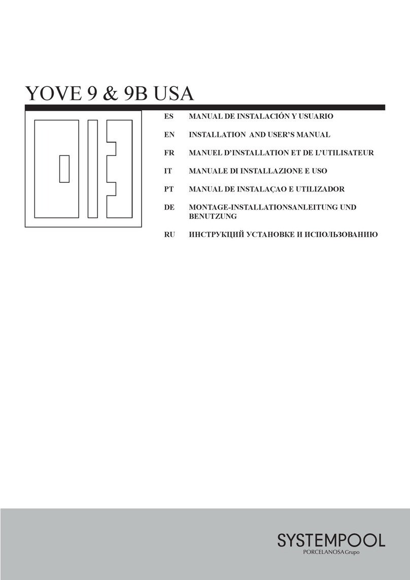 Porcelanosa SYSTEMPOOL YOVE 9 USA Installation and user manual Porcelanosa SYSTEMPOOL YOVE 9 USA Installation and user manual