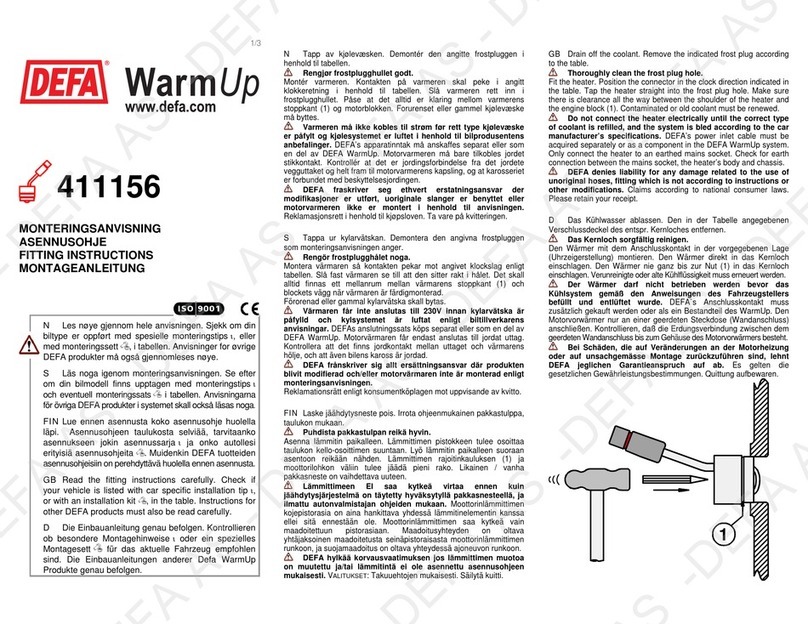 DEFA Warm Up 411156 User manual DEFA Warm Up 411156 User manual