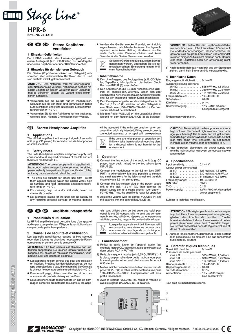 Monacor IMG STAGELINE HPR-6 User manual