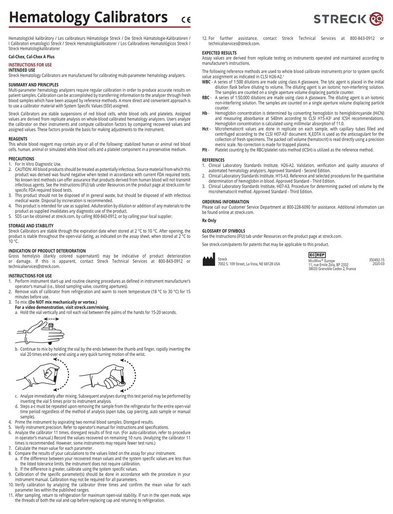 Streck Cal-Chex User manual