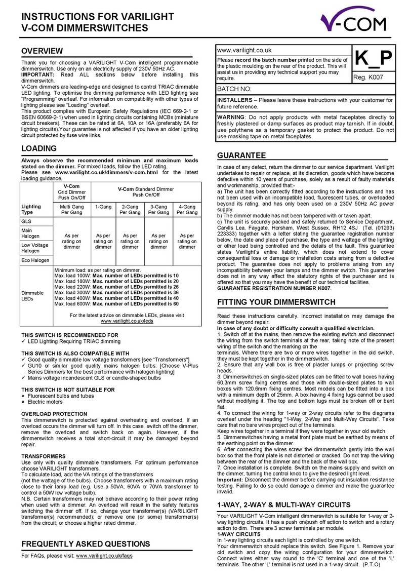 Varilight V-Com instructions