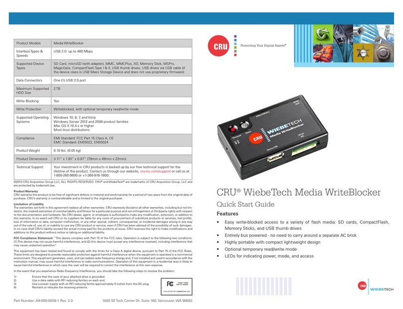 CRU WiebeTech Media WriteBlocker quick start guide