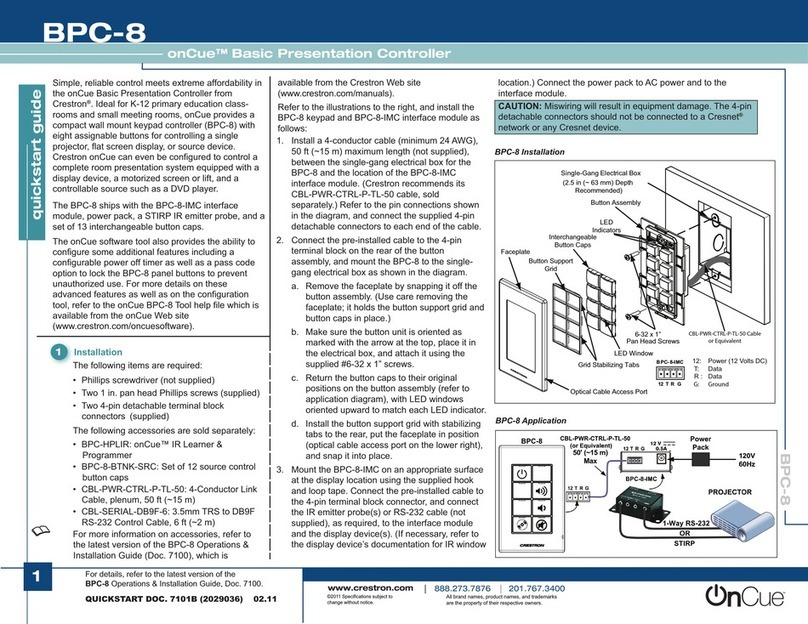 Crestron onCue BPC-8 User manual